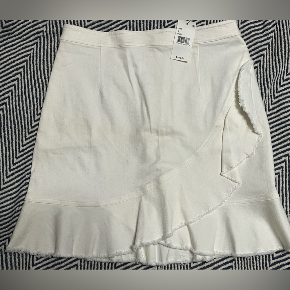 Scripted white twill denim tulip skirt Nordstrom sz medium New NWT $165